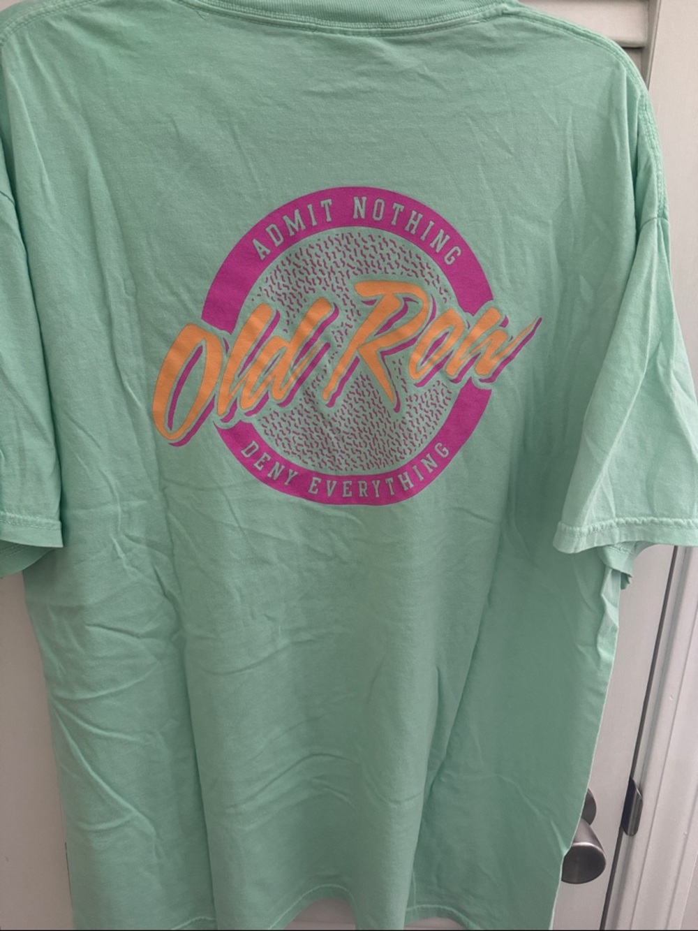 Old Row Mint Short-Sleeve Graphic Tee with Pink & Yellow Print